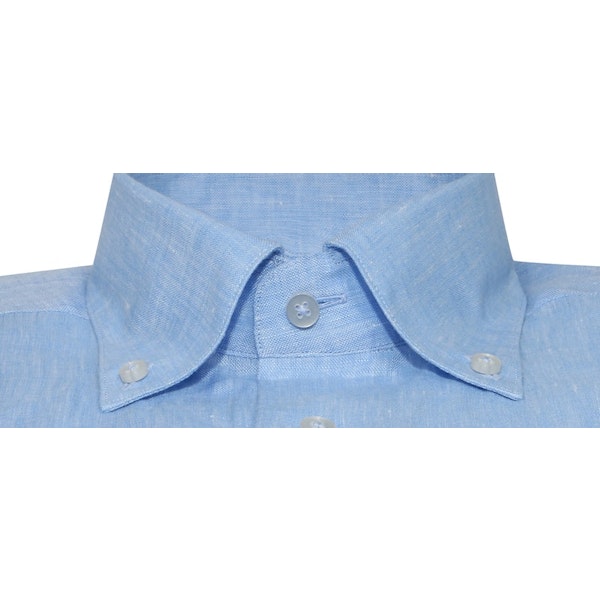 InStitchu Collection Pure Sea Blue Linen Button Down Shirt