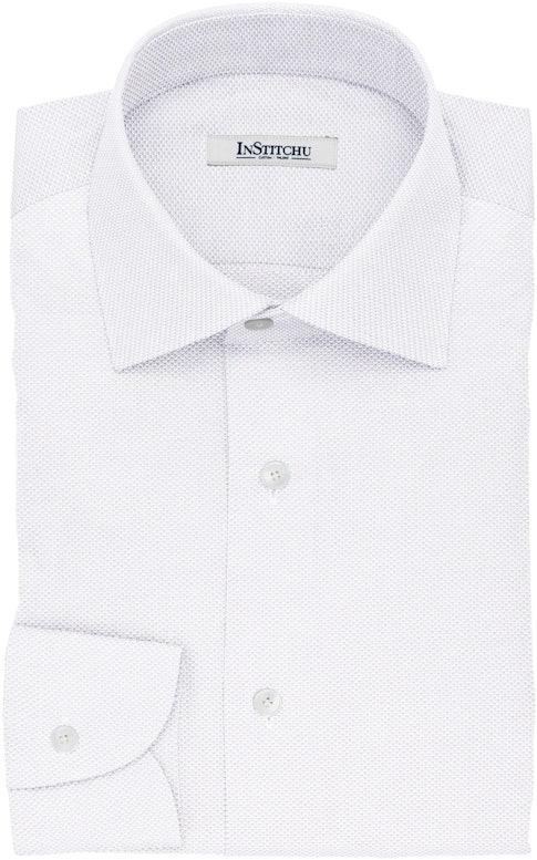InStitchu Collection The Wesley White Dobby Non-Iron Cotton Shirt