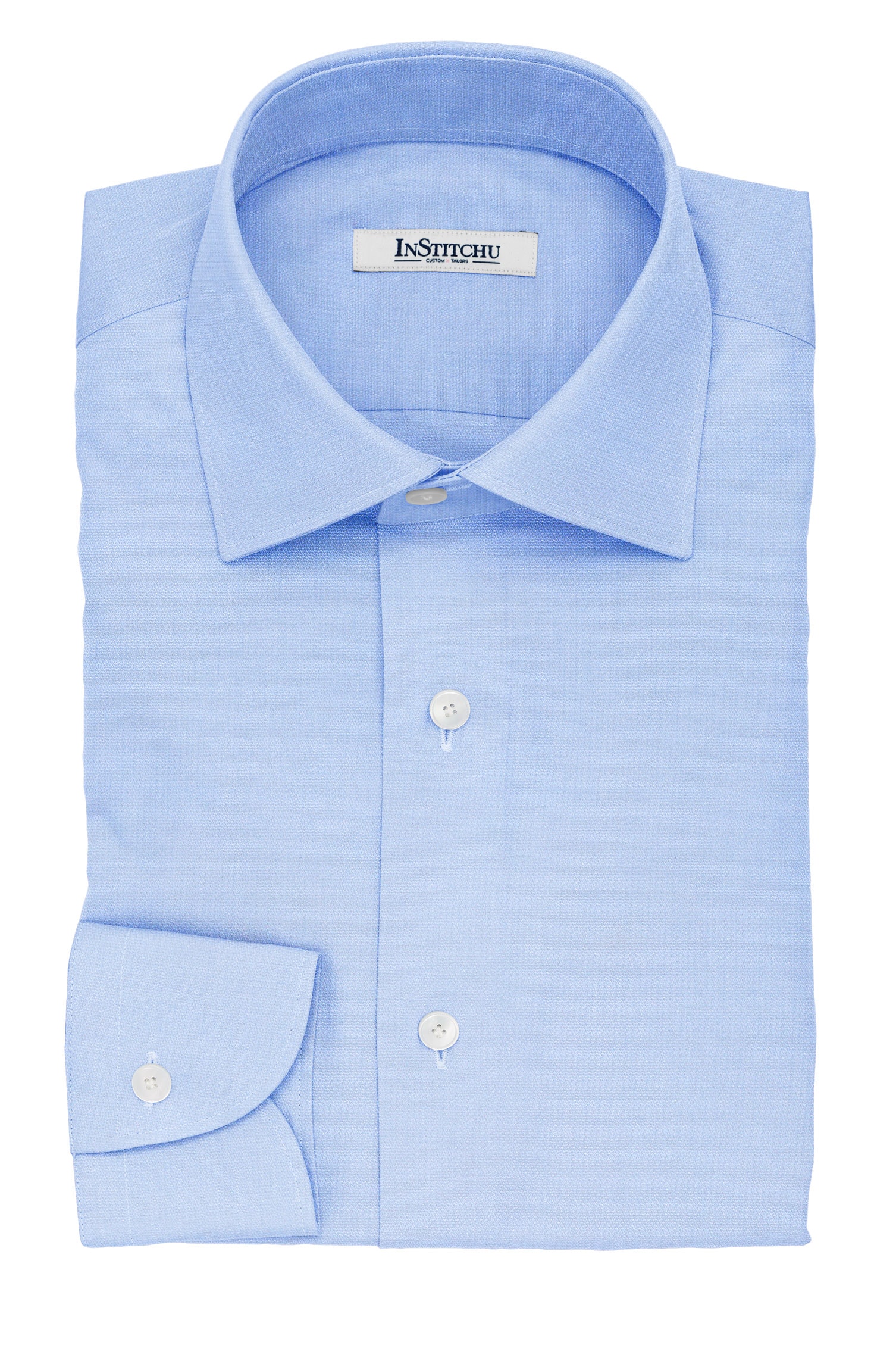 InStitchu Collection The Wordsworth Blue and White Herringbone Cotton Shirt