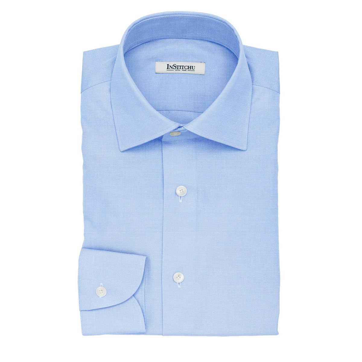 InStitchu Collection The Wordsworth Blue and White Herringbone Cotton Shirt