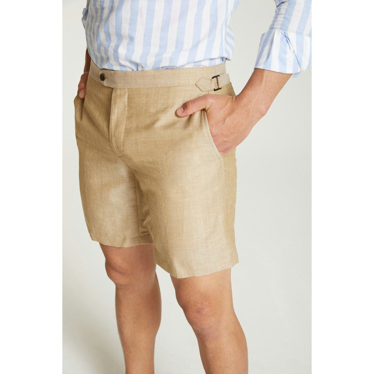 InStitchu Collection The Dragonea Beige Wool/Linen Shorts