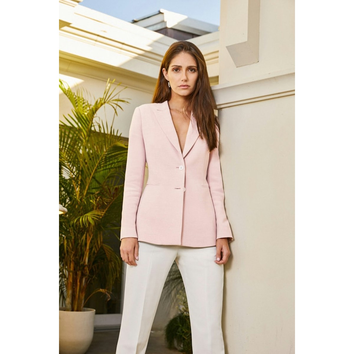 InStitchu Collection The Bridgewater Pink Linen Jacket
