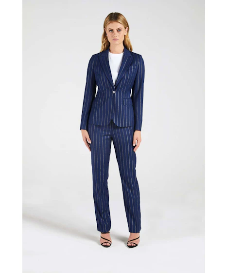 InStitchu Collection The Bryce Navy and Wide Gold Pinstripe Jacket