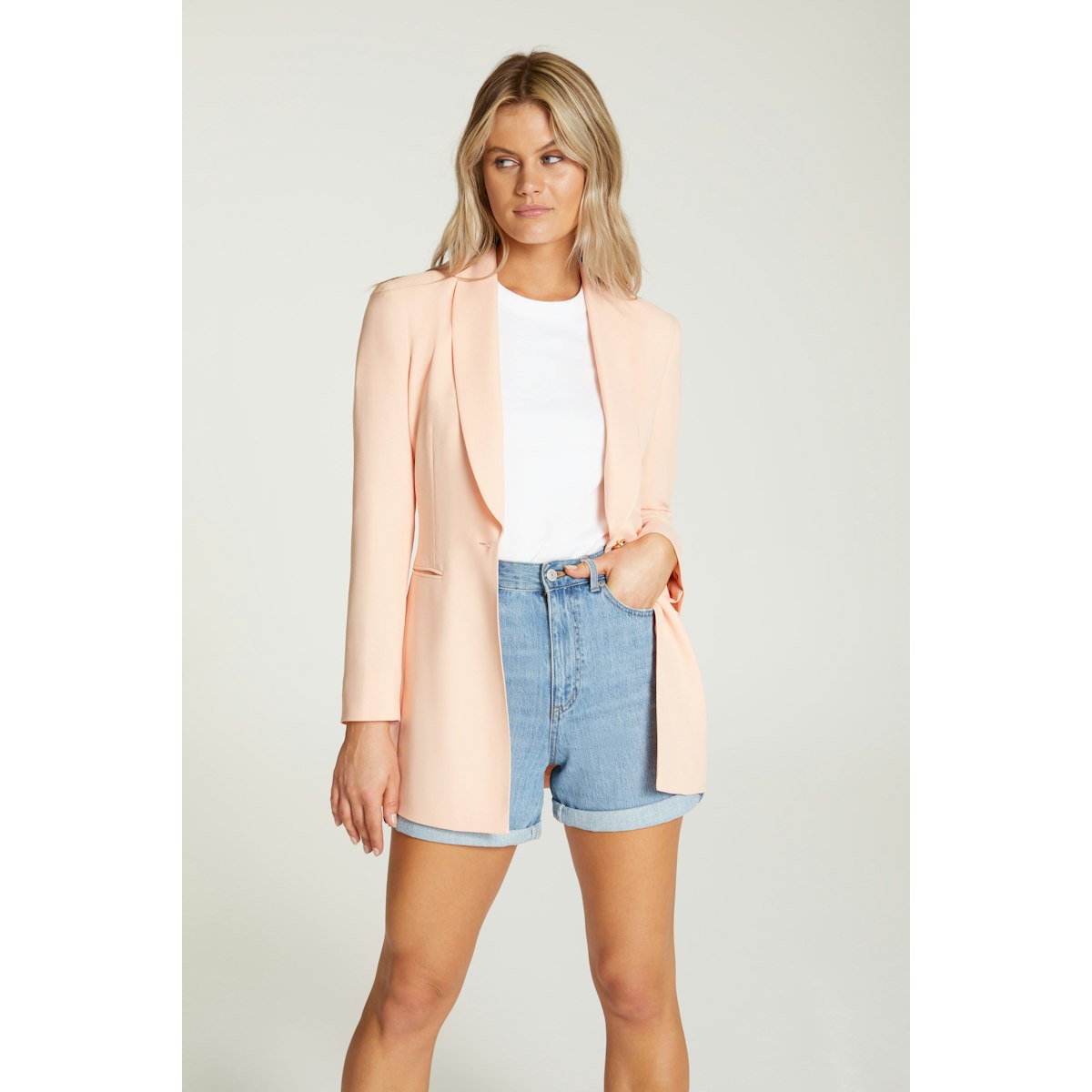 InStitchu Collection The Gallagher Peach Crepe Jacket