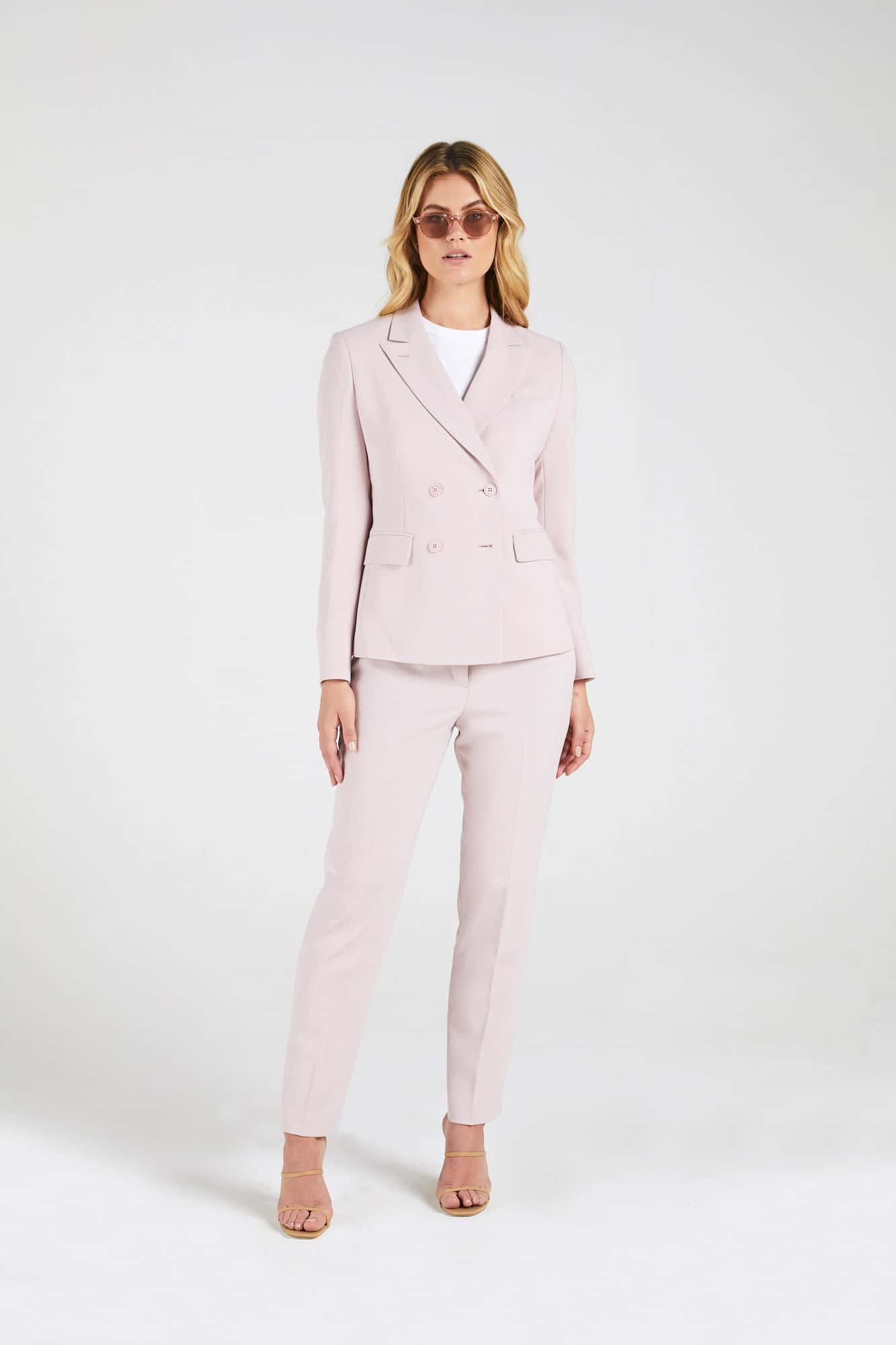 womens pastel pink suit