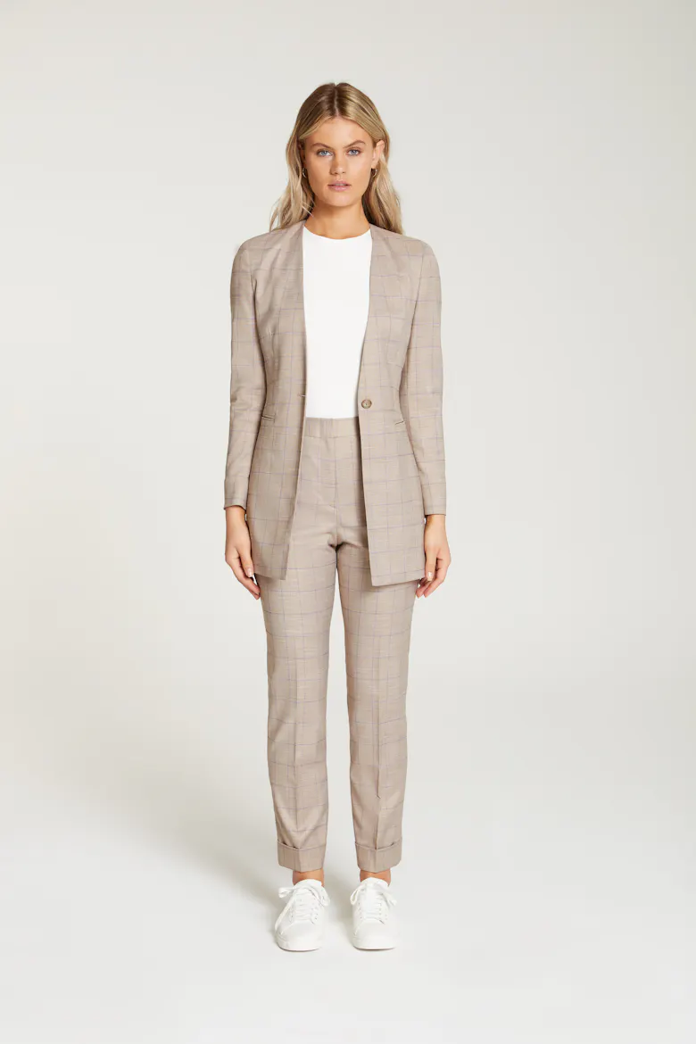 InStitchu Collection The Kahlo Beige Windowpane Jacket
