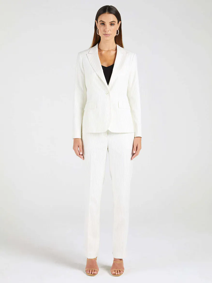 InStitchu Collection The Norah White Pinstripe Jacket