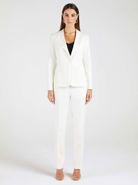 InStitchu Collection The Norah White Pinstripe Jacket