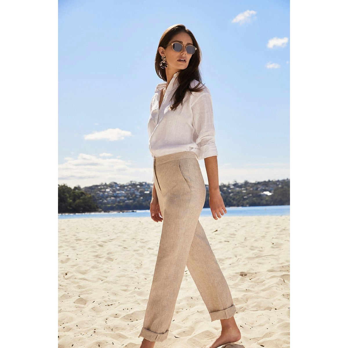 InStitchu Collection The Casuarina Beige Linen Pant