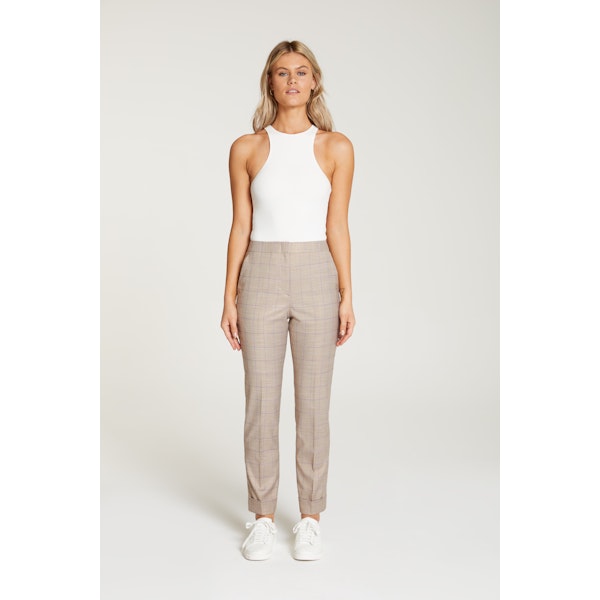 InStitchu Collection The Kahlo Beige Windowpane Pants