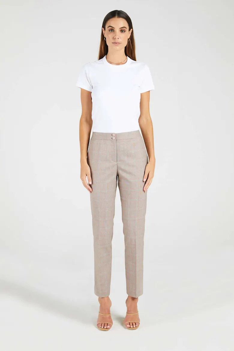 InStitchu Collection The McAuley Brown and Pink Glen Plaid Pants