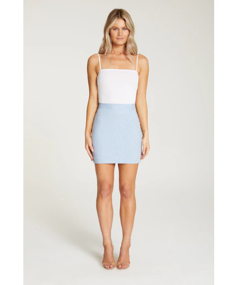 InStitchu Collection The Augusta Baby Blue Linen Skirt