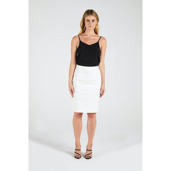 InStitchu Collection The Curtis Ivory Tuxedo Skirt