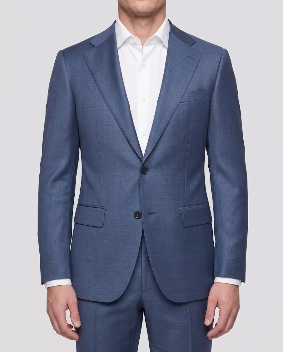 Beez Blue Windowpane Wool Suit