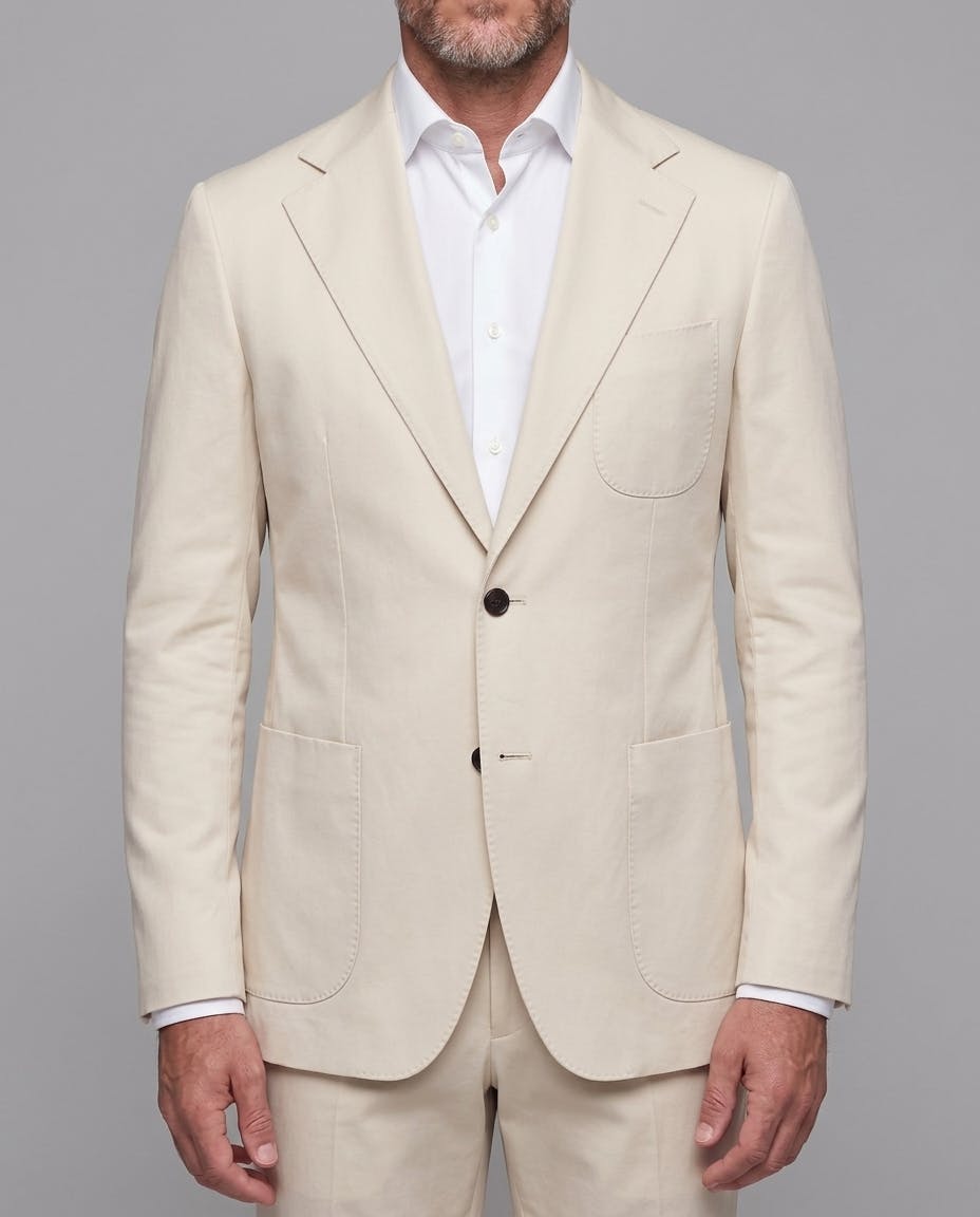 Beige Cotton Single-Breasted Blazer — photo 1
