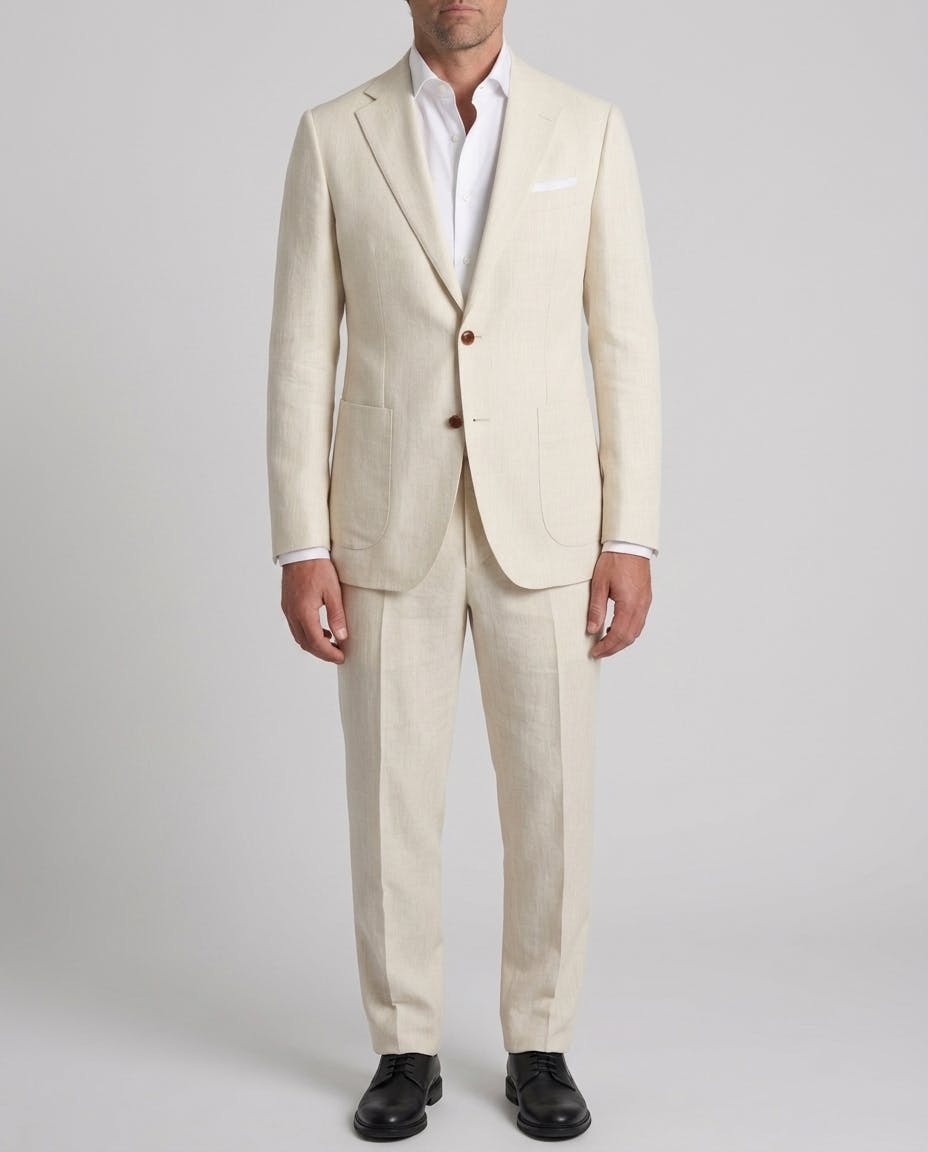 Cream Silk Linen Blend Casual Jacket — photo 2
