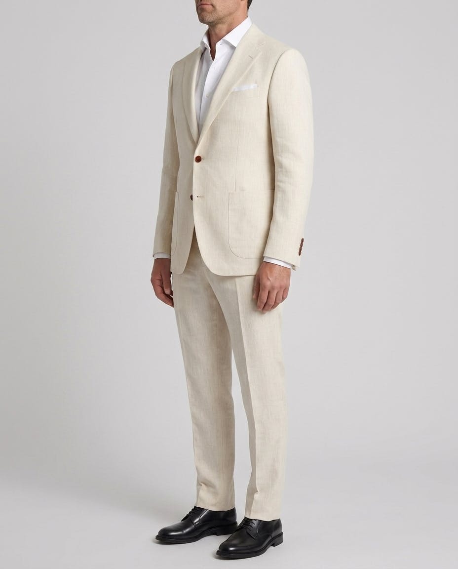 Cream Silk Linen Blend Casual Jacket — photo 3