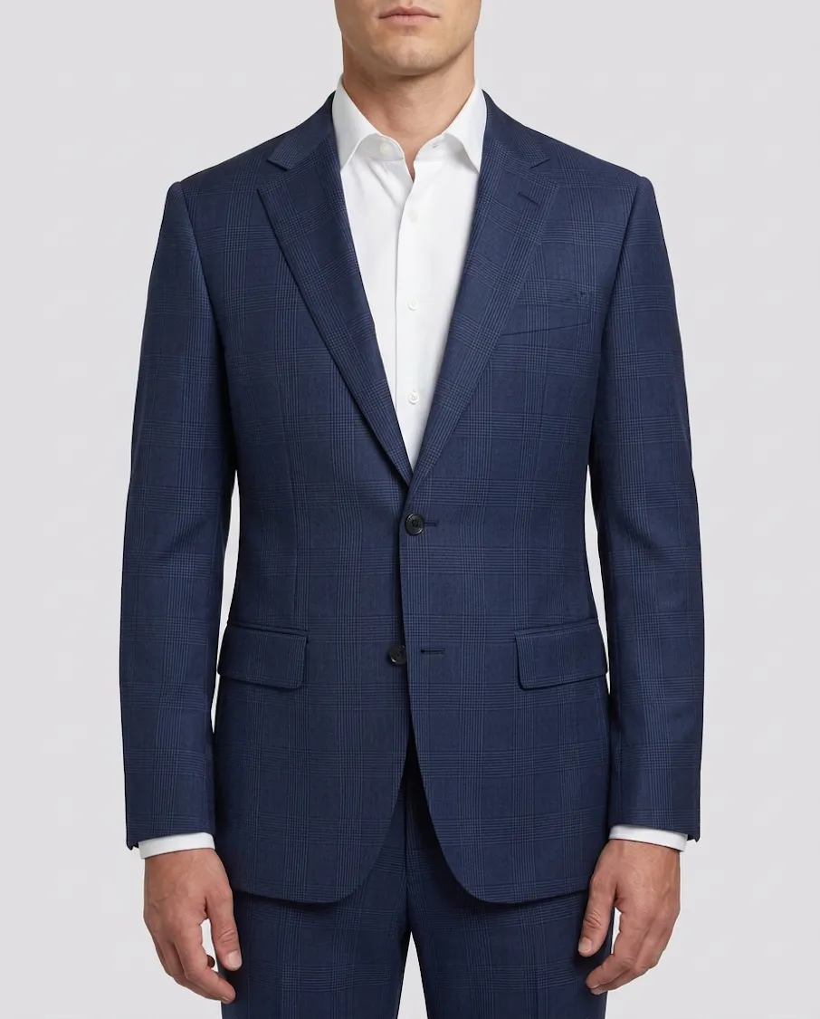 Dawn Blue Glen Plaid Wool Suit