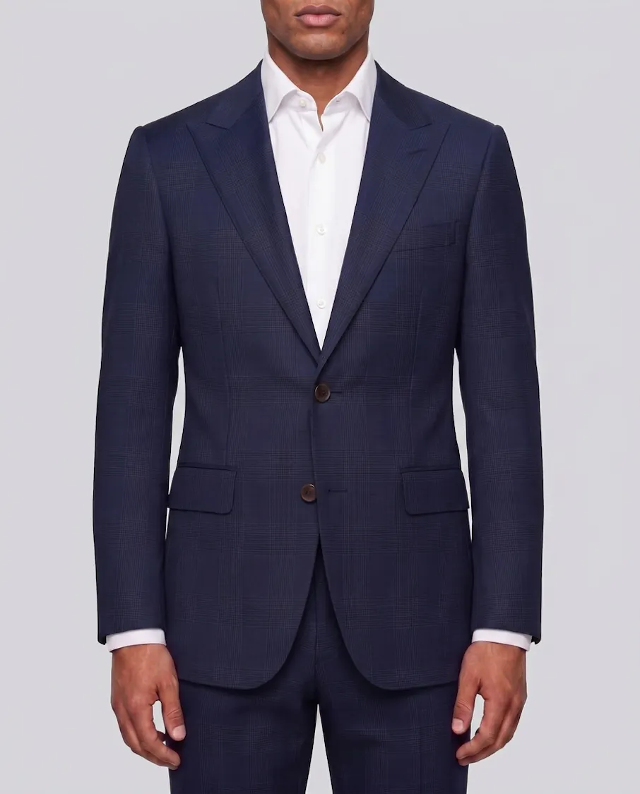 Evans Navy Glen Plaid Wool Jacket