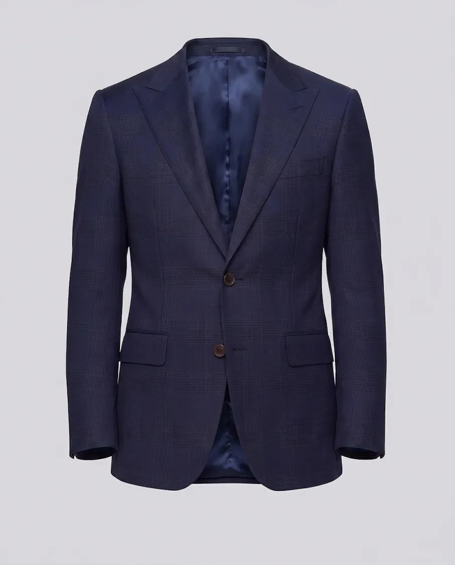 Evans Navy Glen Plaid Wool Jacket