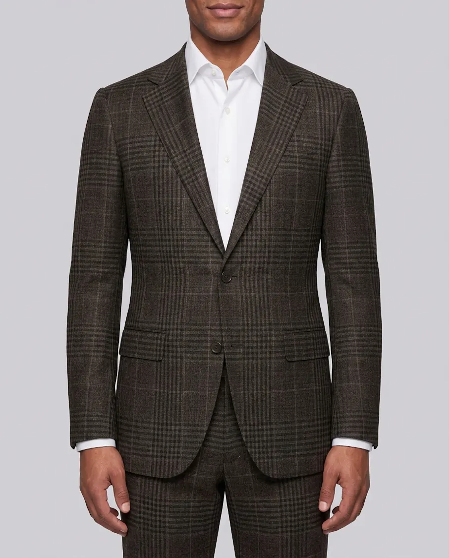 Francesco Drago Brown Check Wool Suit