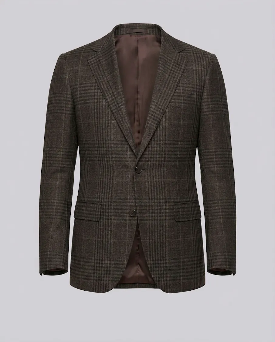 Francesco Drago Brown Check Wool Suit