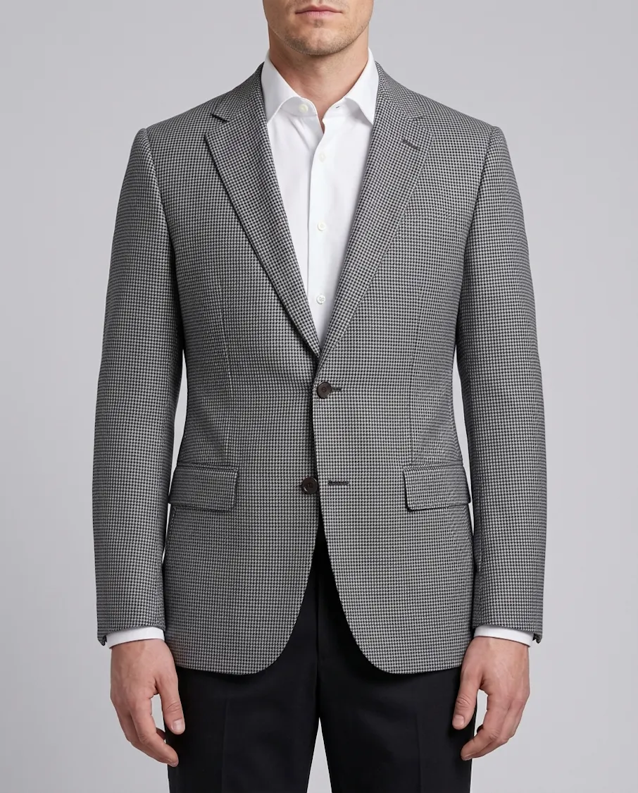 Gray Houndstooth Wool Jacket