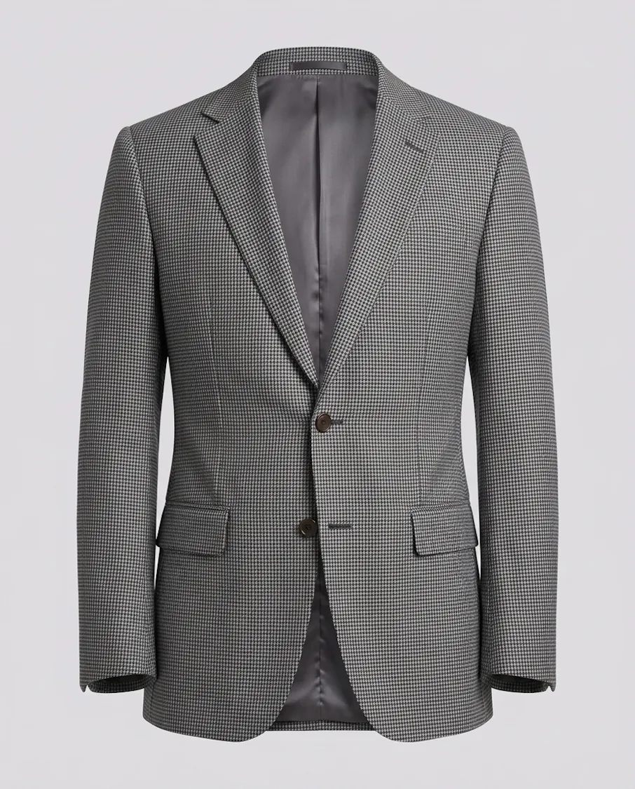 Gray Houndstooth Wool Jacket