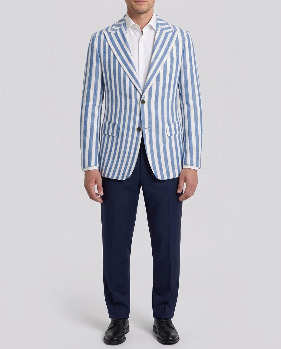 The Pagani Blue Stripe Linen Blazer — photo 2