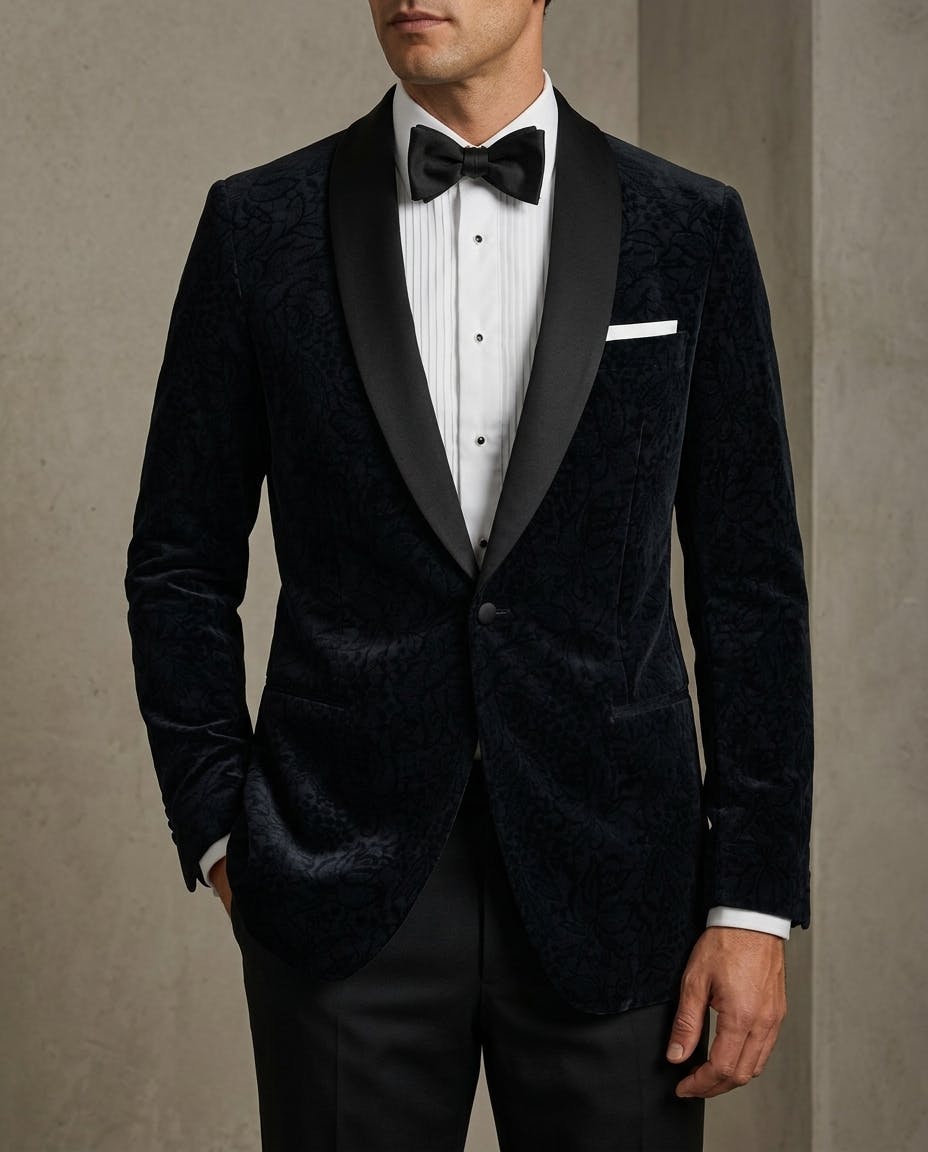 Penrose Navy Paisley Velvet Dinner Jacket — photo 1