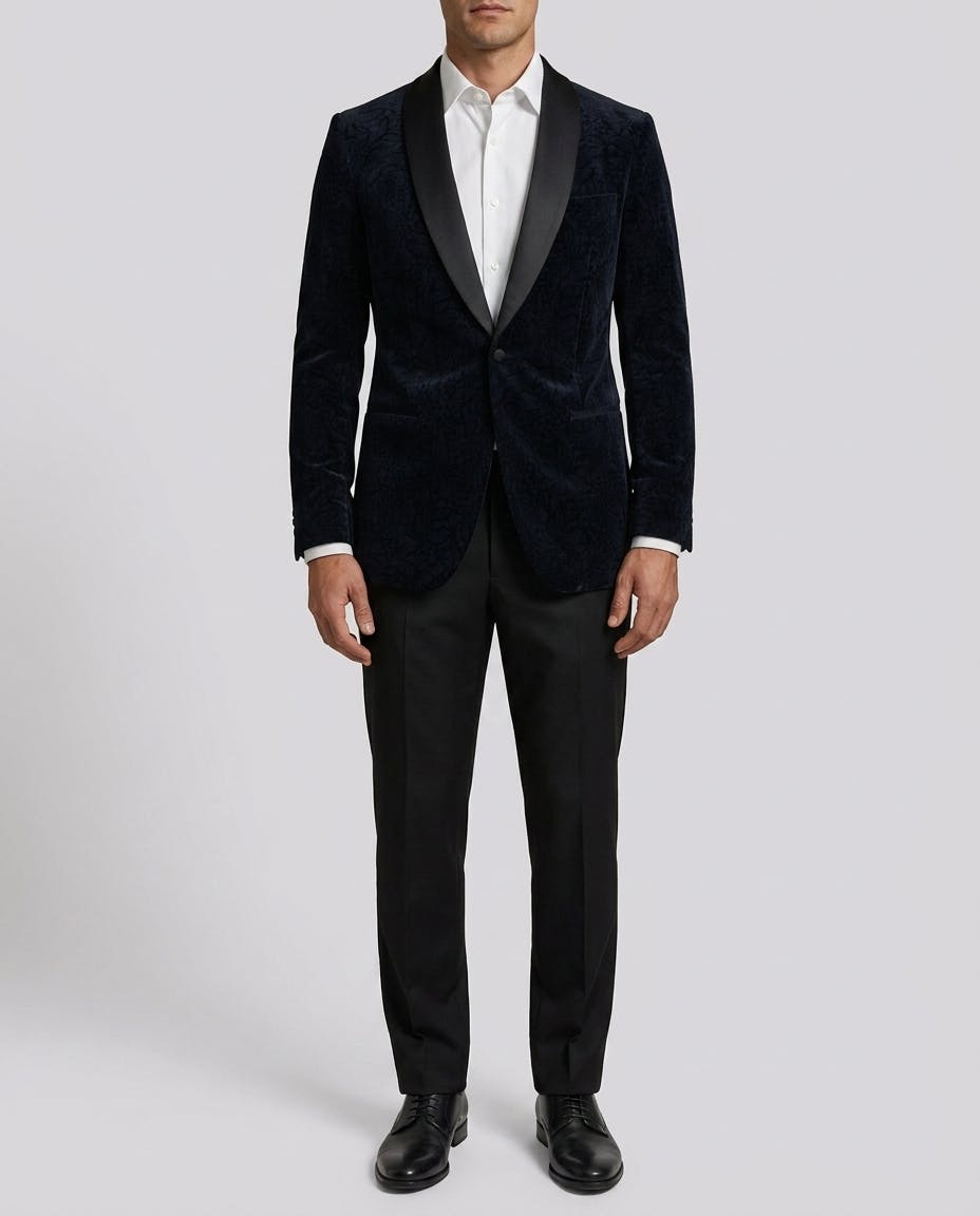 Penrose Navy Paisley Velvet Dinner Jacket — photo 2