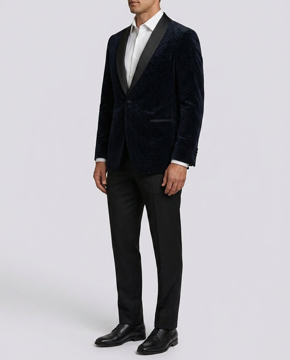 Penrose Navy Paisley Velvet Dinner Jacket — photo 3