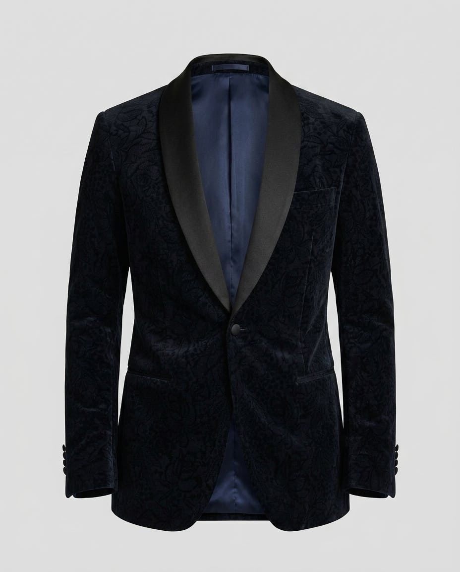 Penrose Navy Paisley Velvet Dinner Jacket — photo 4