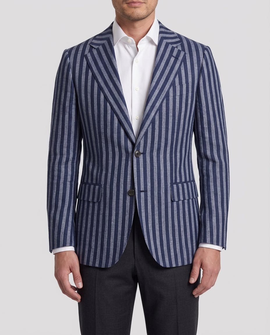 The Steen Grey Stripe Linen Blazer — photo 1