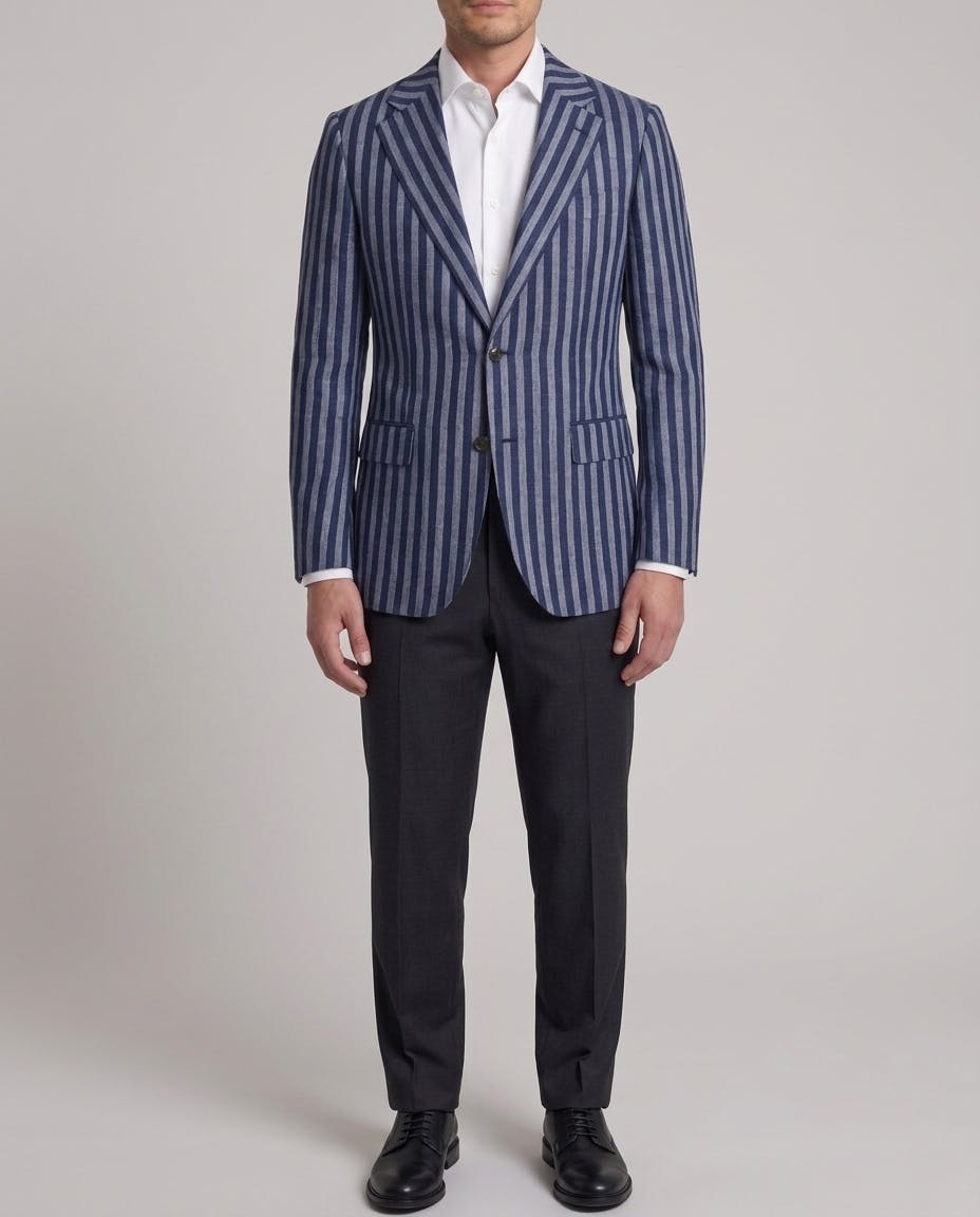 The Steen Grey Stripe Linen Blazer — photo 2