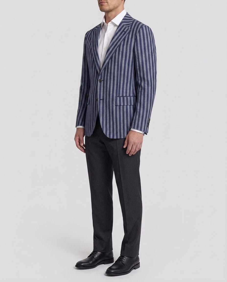 The Steen Grey Stripe Linen Blazer — photo 3