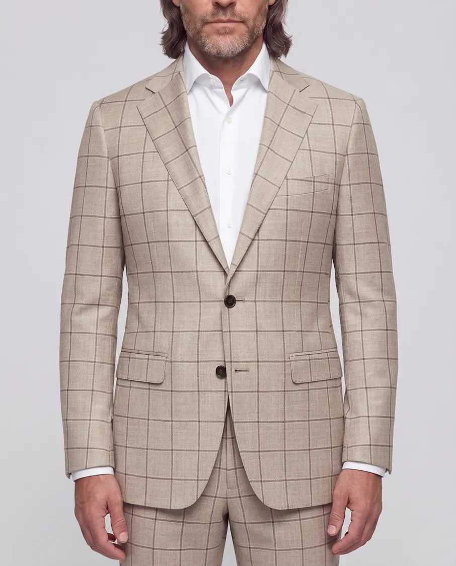 The Abruzzo Tan Wool Windowpane Jacket