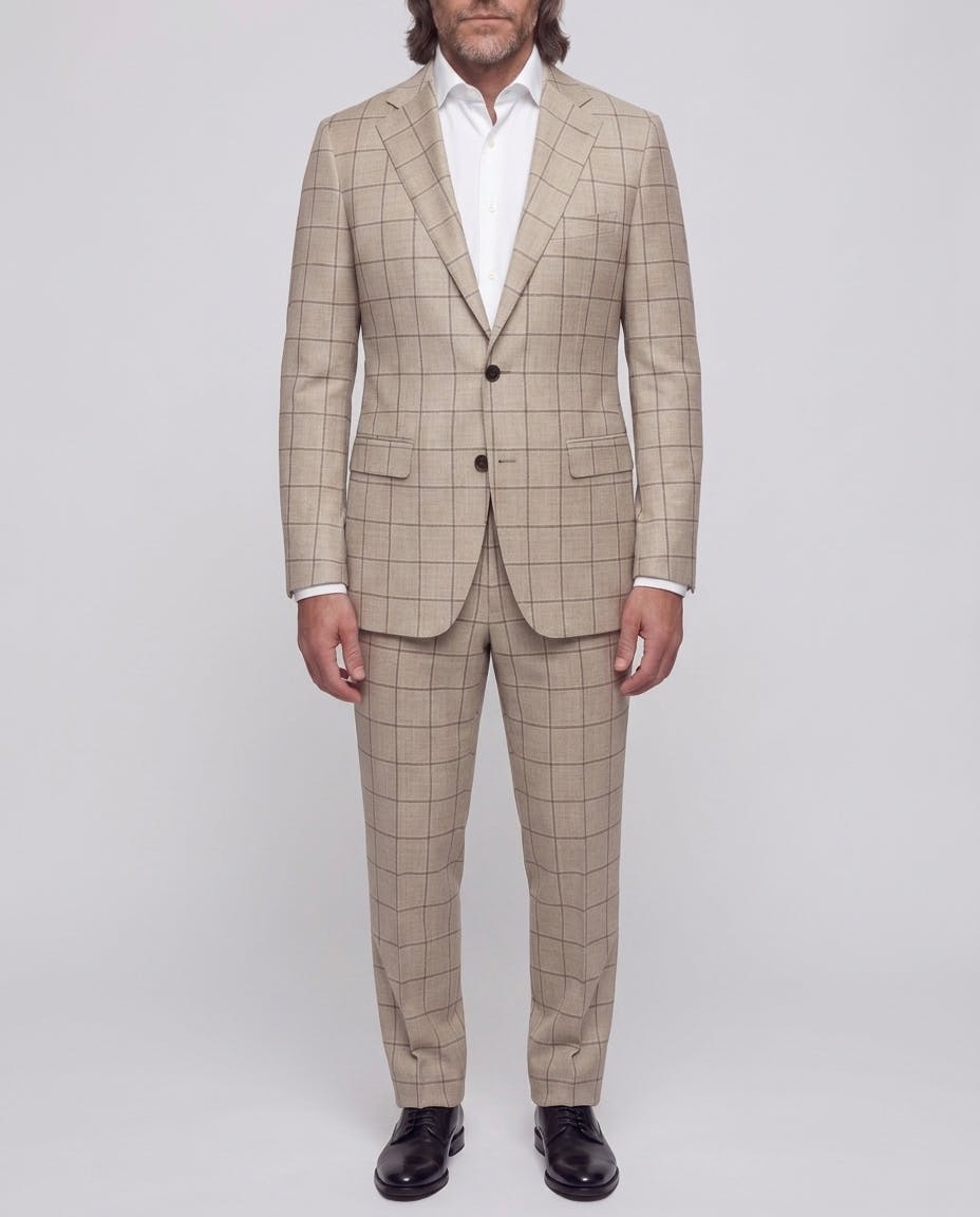 The Abruzzo Tan Wool Windowpane Jacket — photo 2