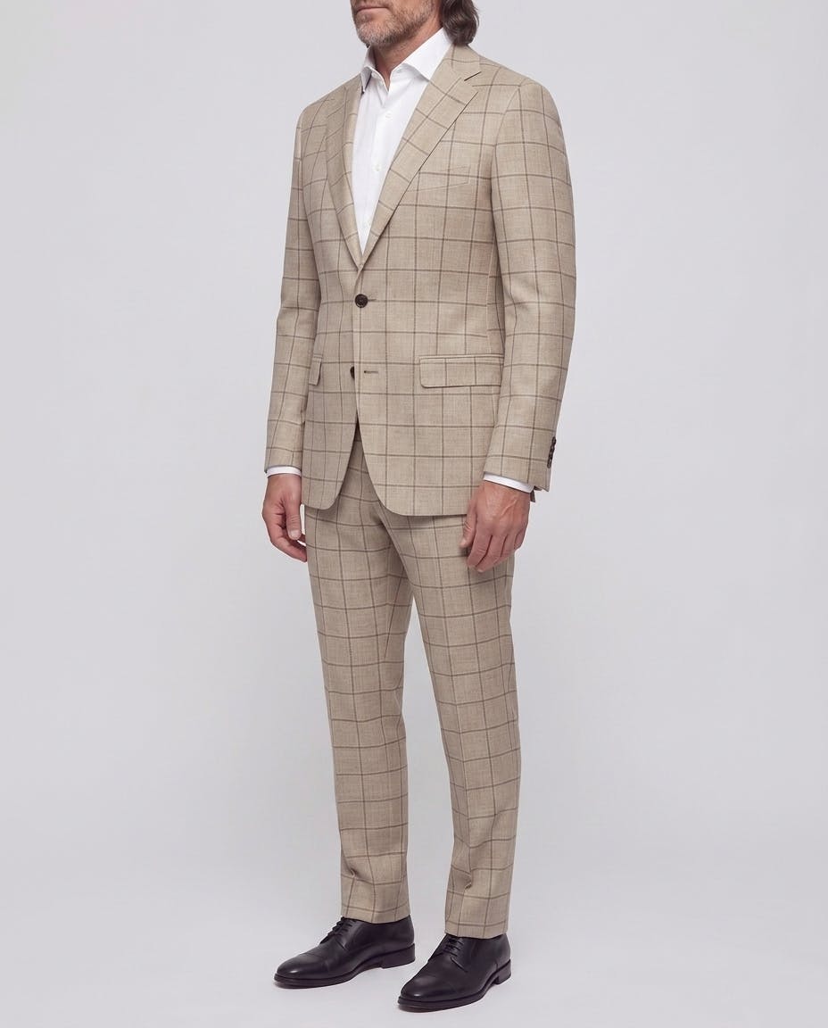 The Abruzzo Tan Wool Windowpane Jacket — photo 3