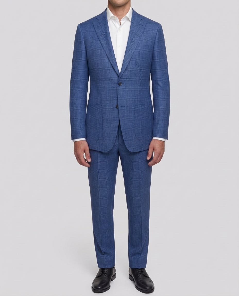 Avington Vibrant Blue Prince Of Wales Wool And Linen Jacket — photo 2