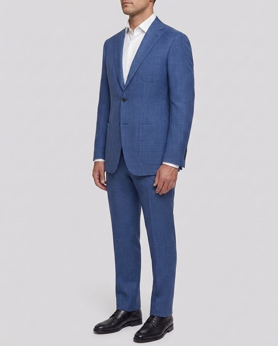 Avington Vibrant Blue Prince Of Wales Wool And Linen Jacket — photo 3