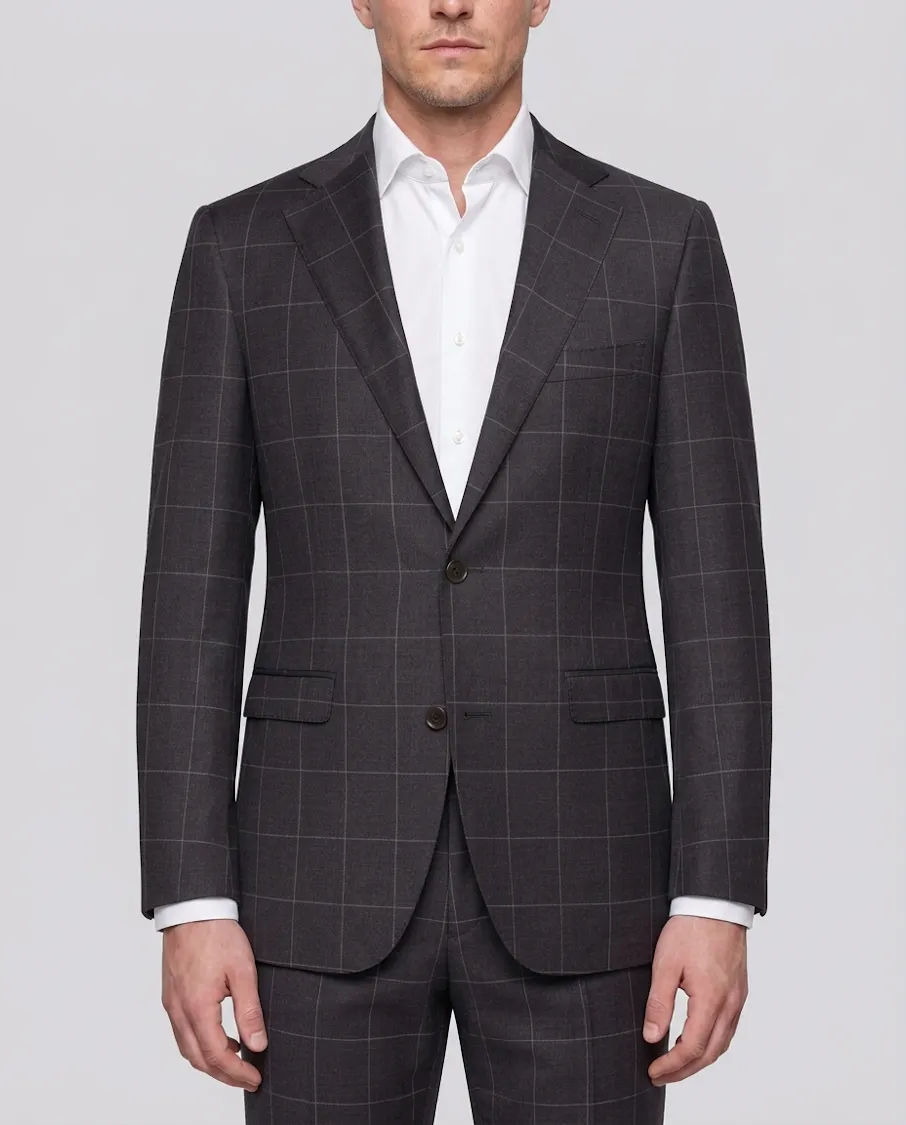 The Bolzano VBC Charcoal Windowpane Wool Suit