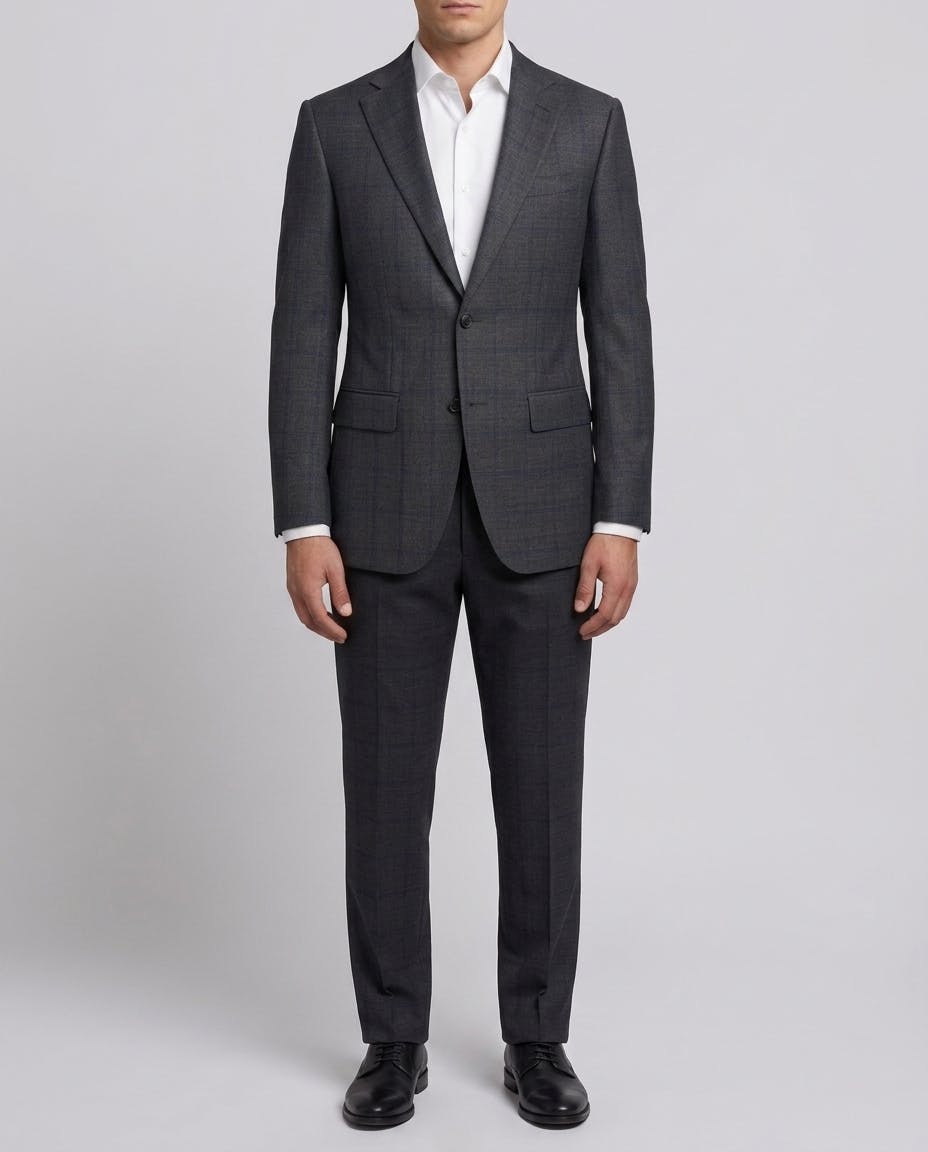 The Carnegie Deep Grey and Blue Check Wool Suit — photo 2