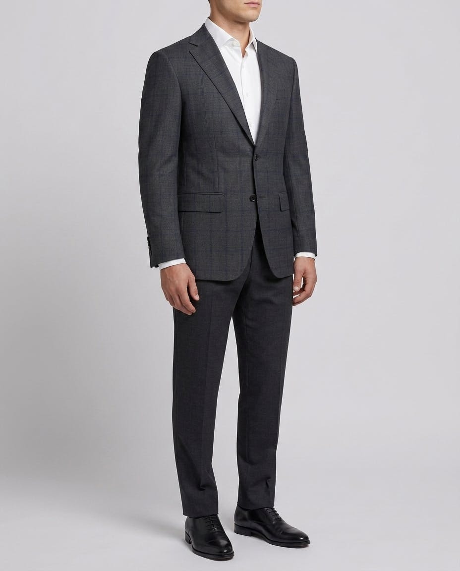 The Carnegie Deep Grey and Blue Check Wool Suit — photo 3