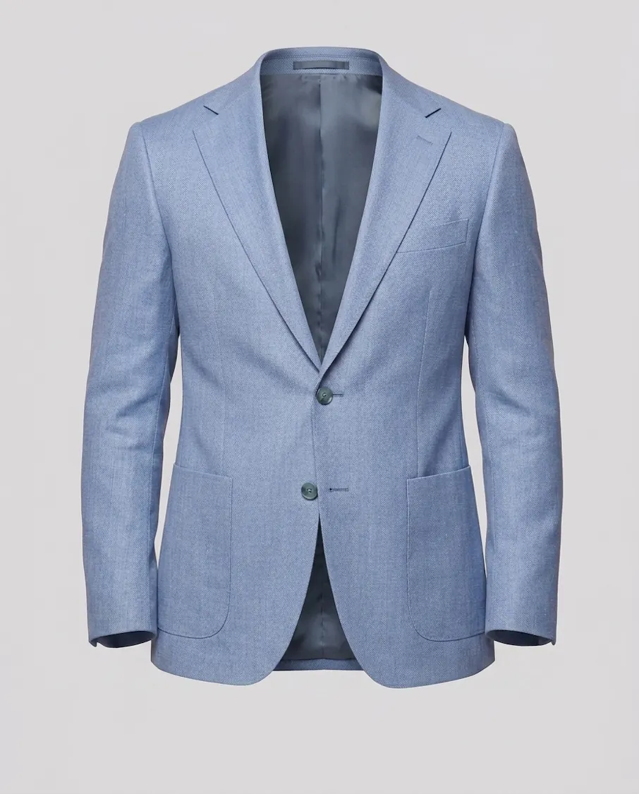 The Chesham Light Blue Herringbone Linen Blend Suit