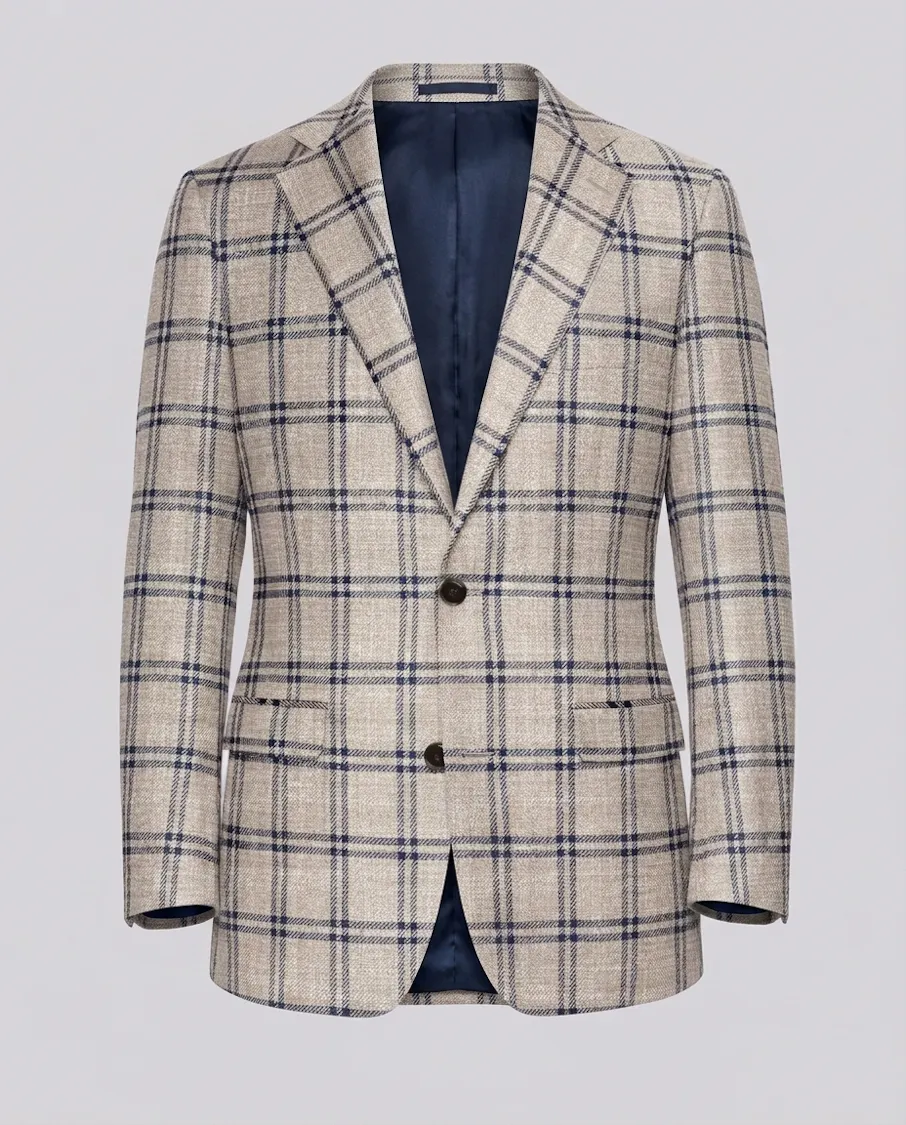 The Cortona Grey & Navy Wool Check Jacket