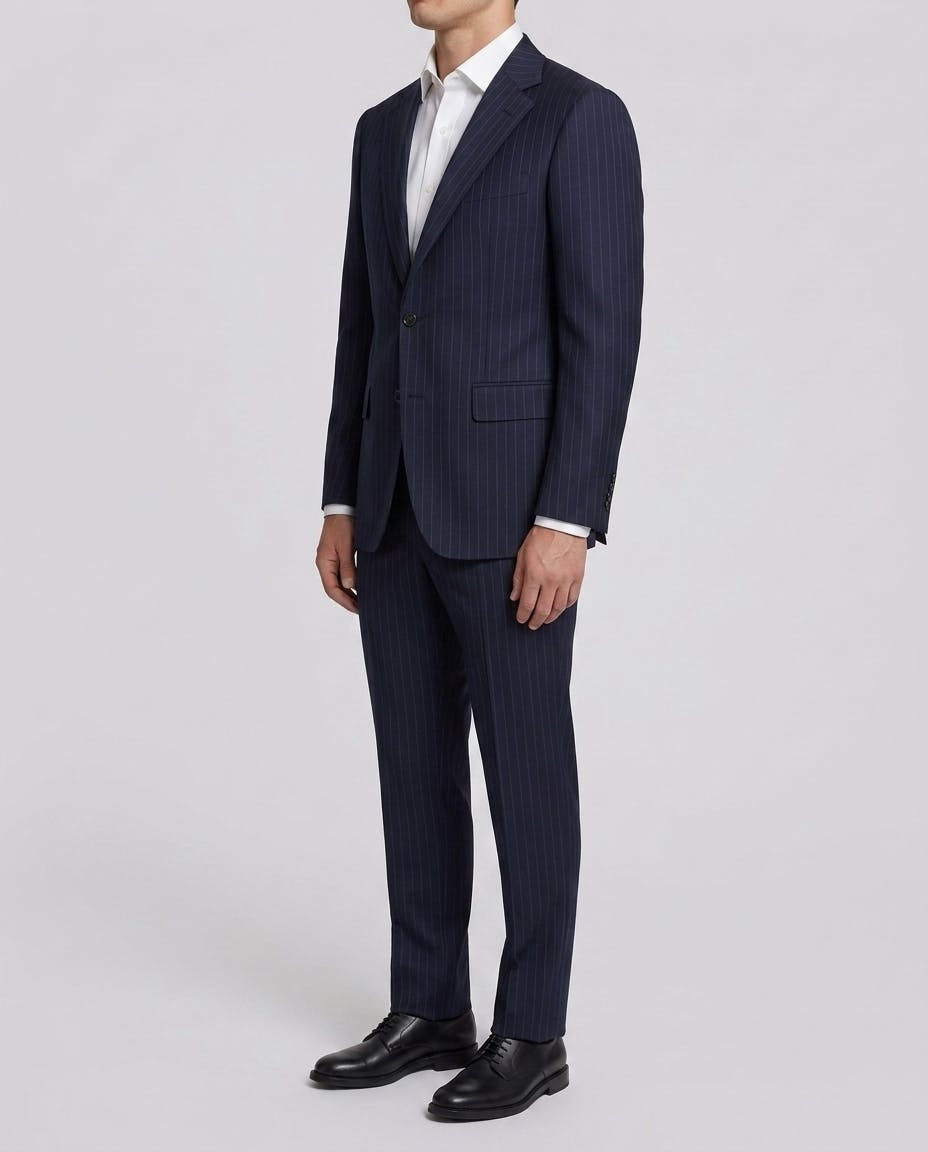 The Crayford Double Breasted Navy Pinstripe Suit — photo 3