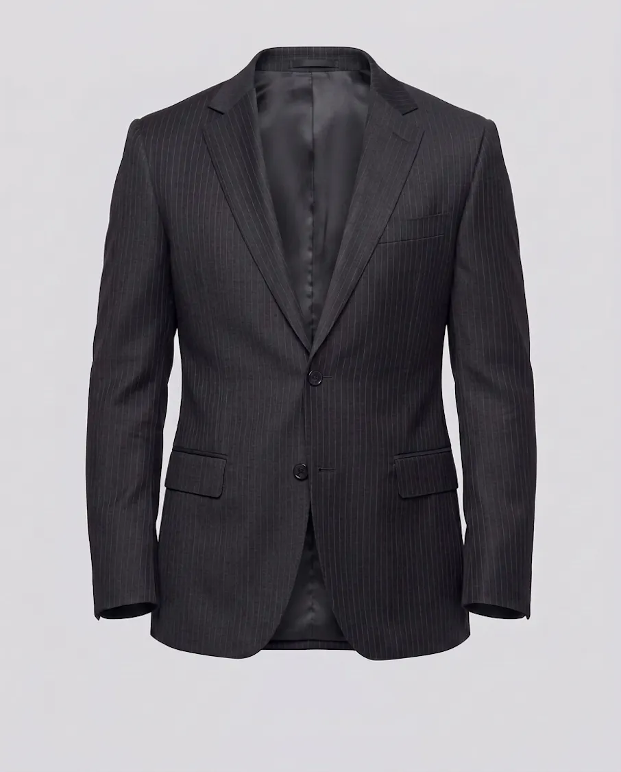 The Dover Charcoal On Black Pinstripe Business Suit