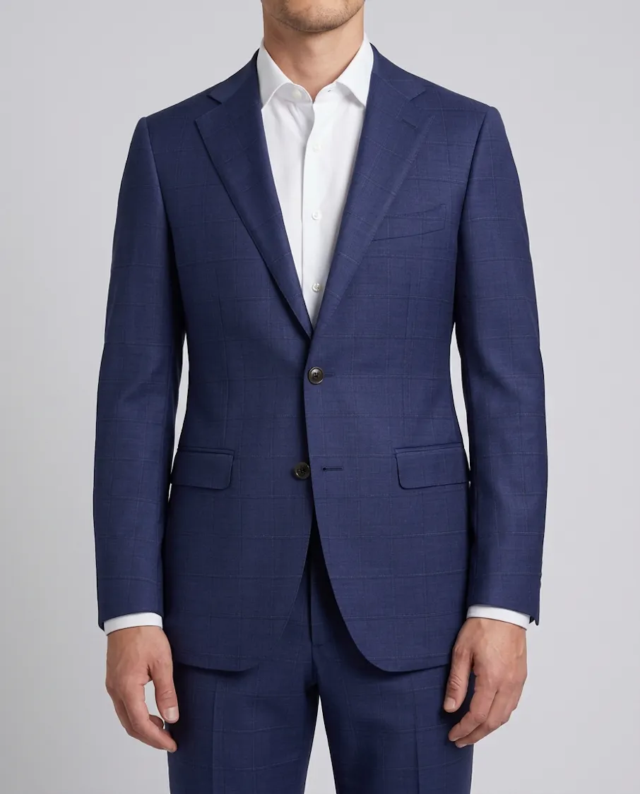The Marsala Navy Wool Check Jacket