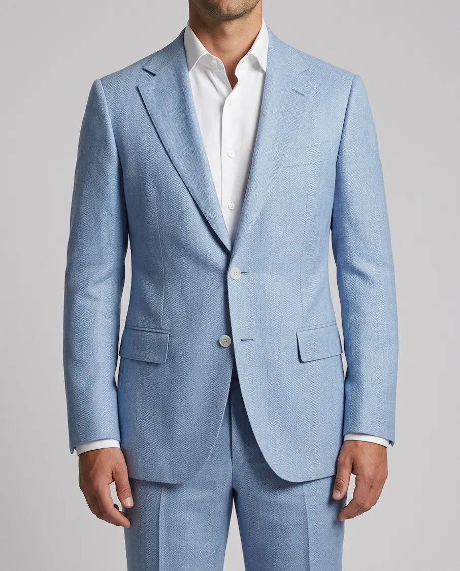 The Montebello Blue Wool Linen Jacket
